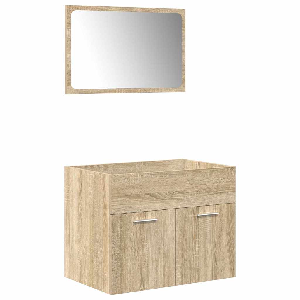 vidaXL 4 Piece Bathroom Furniture Set Sonoma Oak Engineered Wood