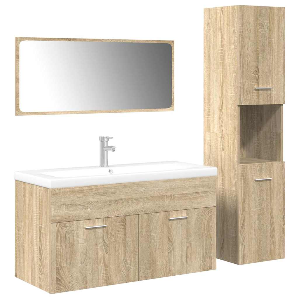 vidaXL 4 Piece Bathroom Furniture Set Sonoma Oak Engineered Wood