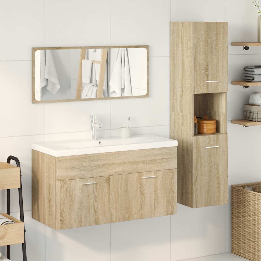 vidaXL 4 Piece Bathroom Furniture Set Sonoma Oak Engineered Wood