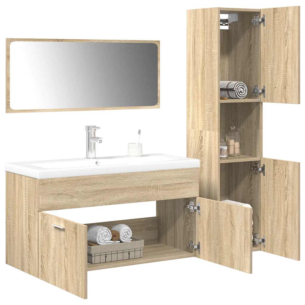 vidaXL 4 Piece Bathroom Furniture Set Sonoma Oak Engineered Wood