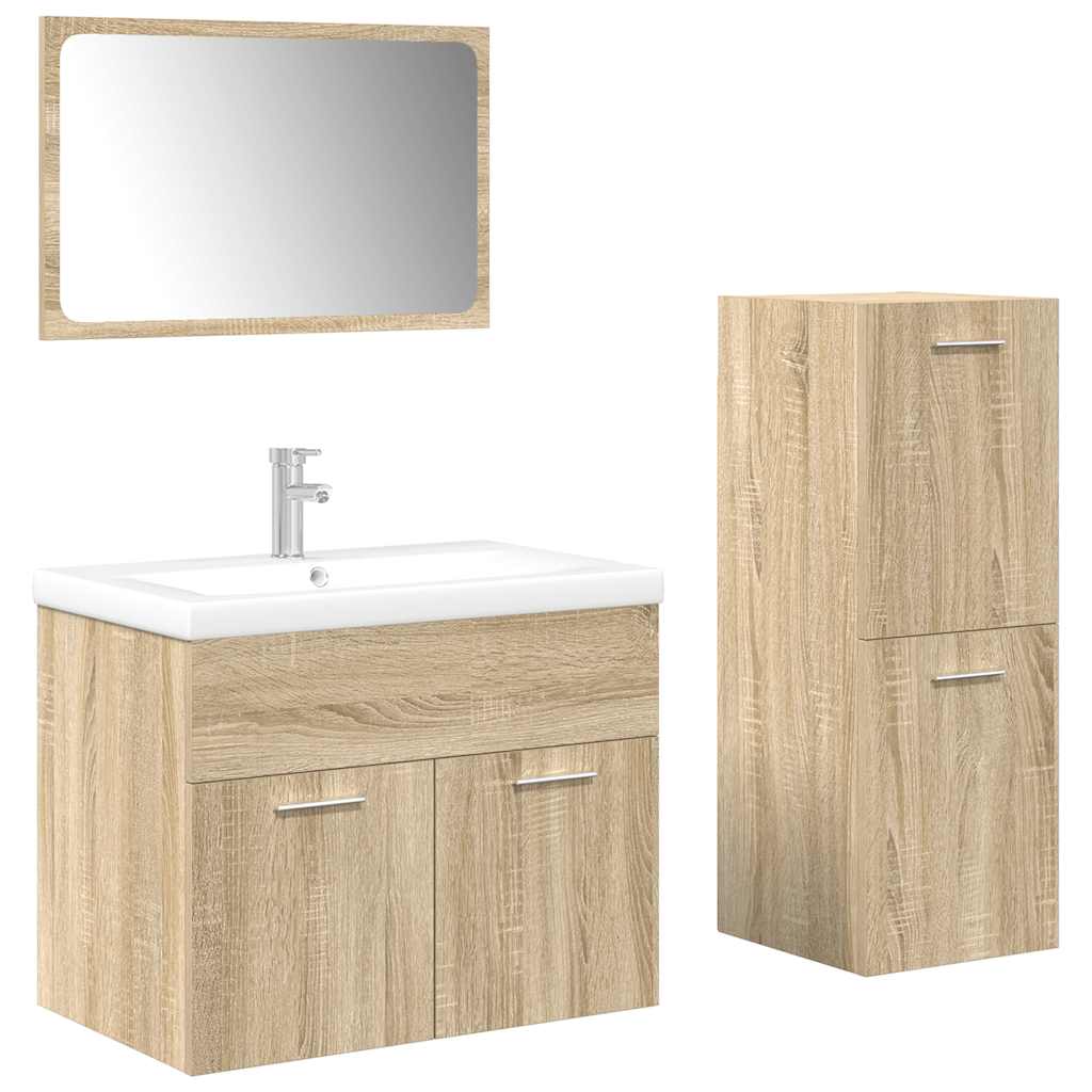 vidaXL 4 Piece Bathroom Furniture Set Sonoma Oak Engineered Wood