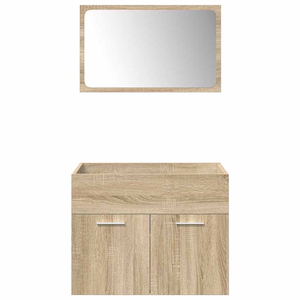 vidaXL 4 Piece Bathroom Furniture Set Sonoma Oak Engineered Wood