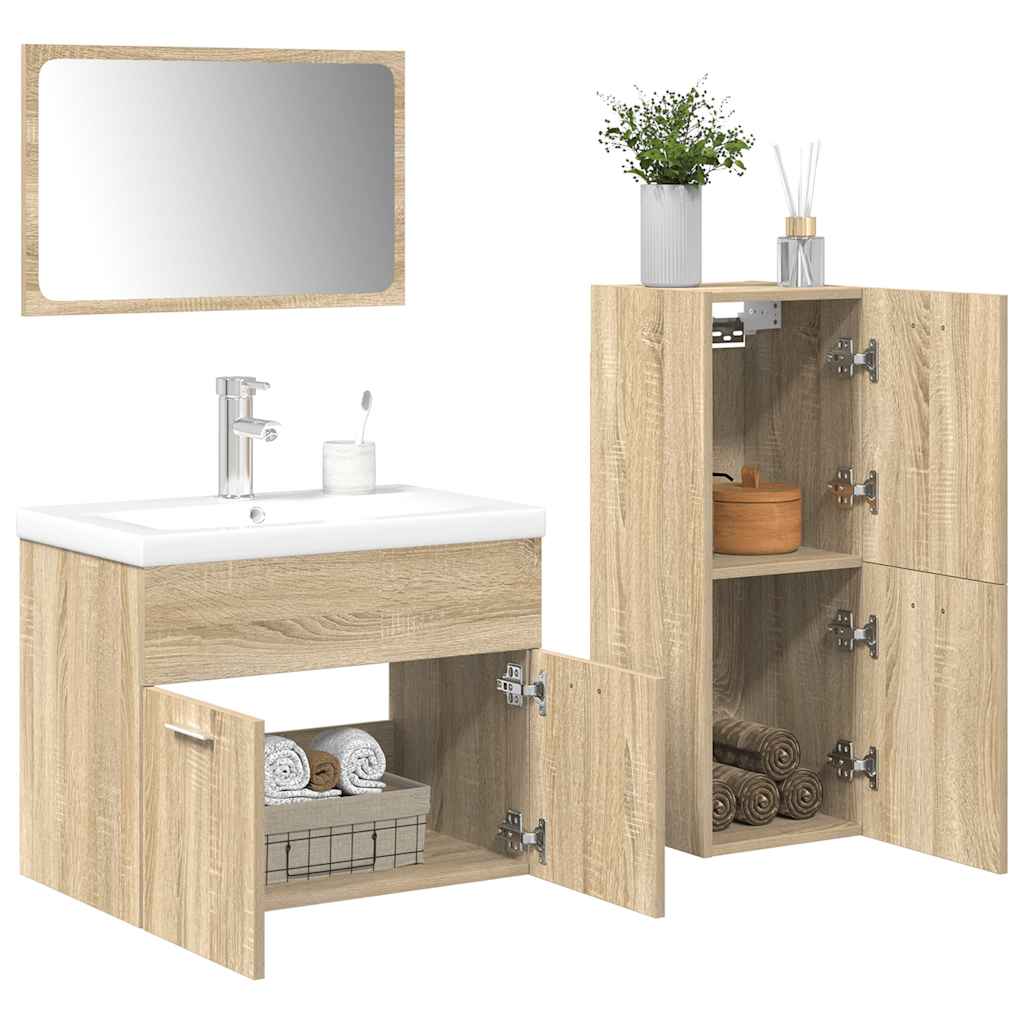 vidaXL 4 Piece Bathroom Furniture Set Sonoma Oak Engineered Wood