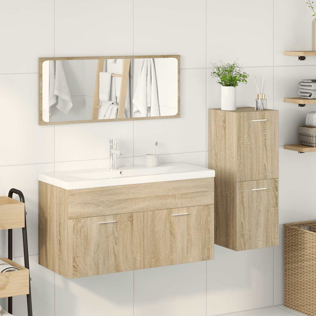 vidaXL 4 Piece Bathroom Furniture Set Sonoma Oak Engineered Wood