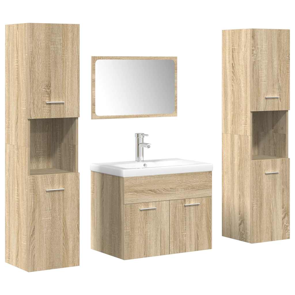 vidaXL 5 Piece Bathroom Furniture Set Sonoma Oak Engineered Wood