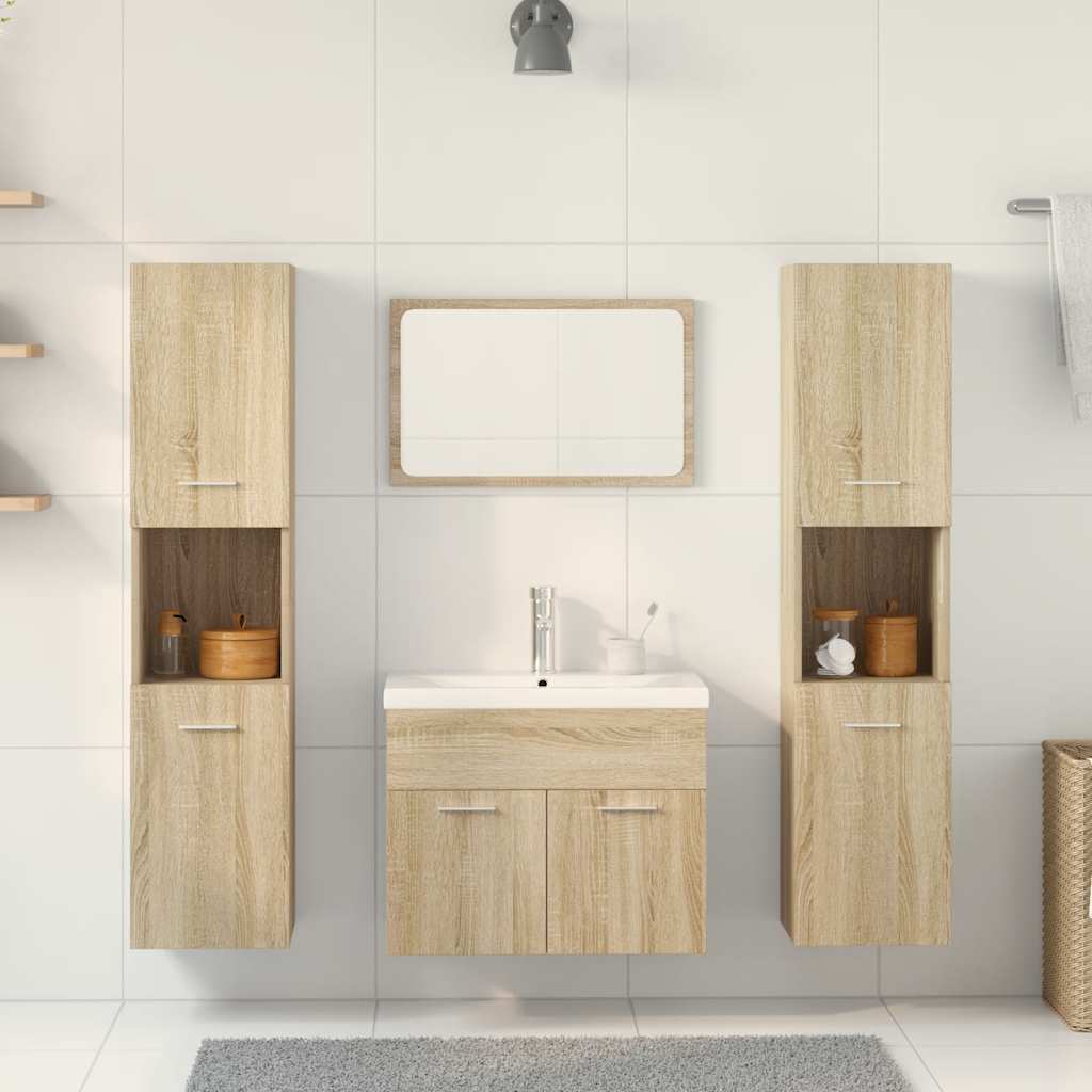 vidaXL 5 Piece Bathroom Furniture Set Sonoma Oak Engineered Wood