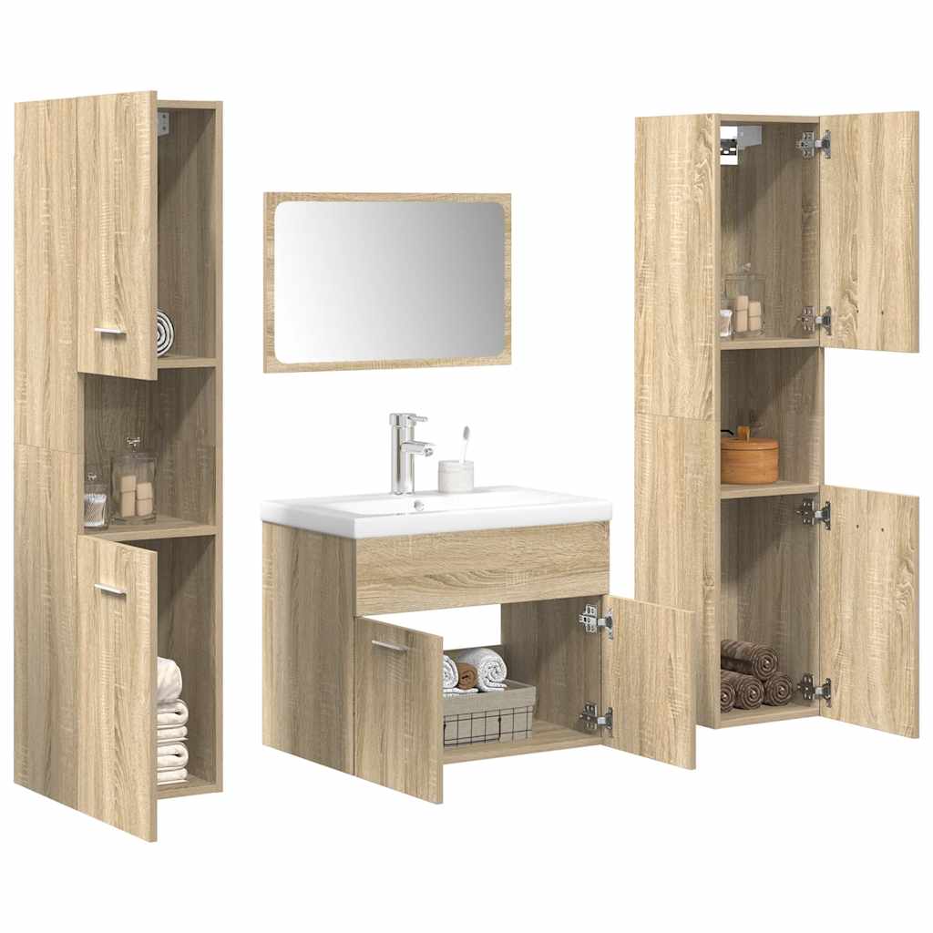 vidaXL 5 Piece Bathroom Furniture Set Sonoma Oak Engineered Wood