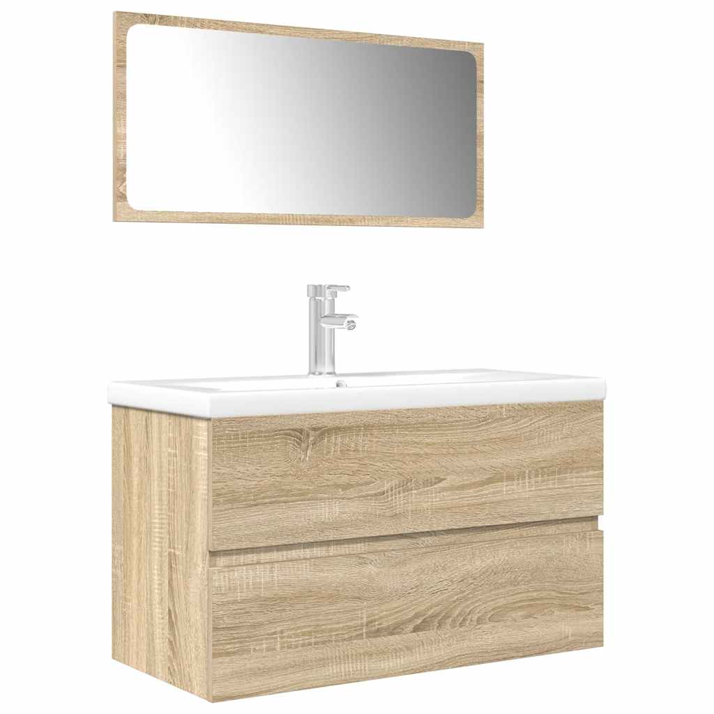 vidaXL 3 Piece Bathroom Furniture Set Sonoma Oak Engineered Wood