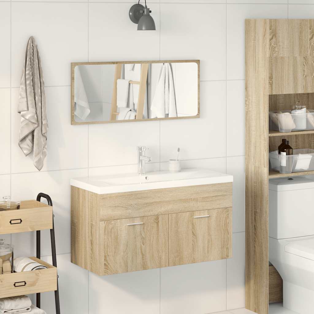 vidaXL 3 Piece Bathroom Furniture Set Sonoma Oak Engineered Wood