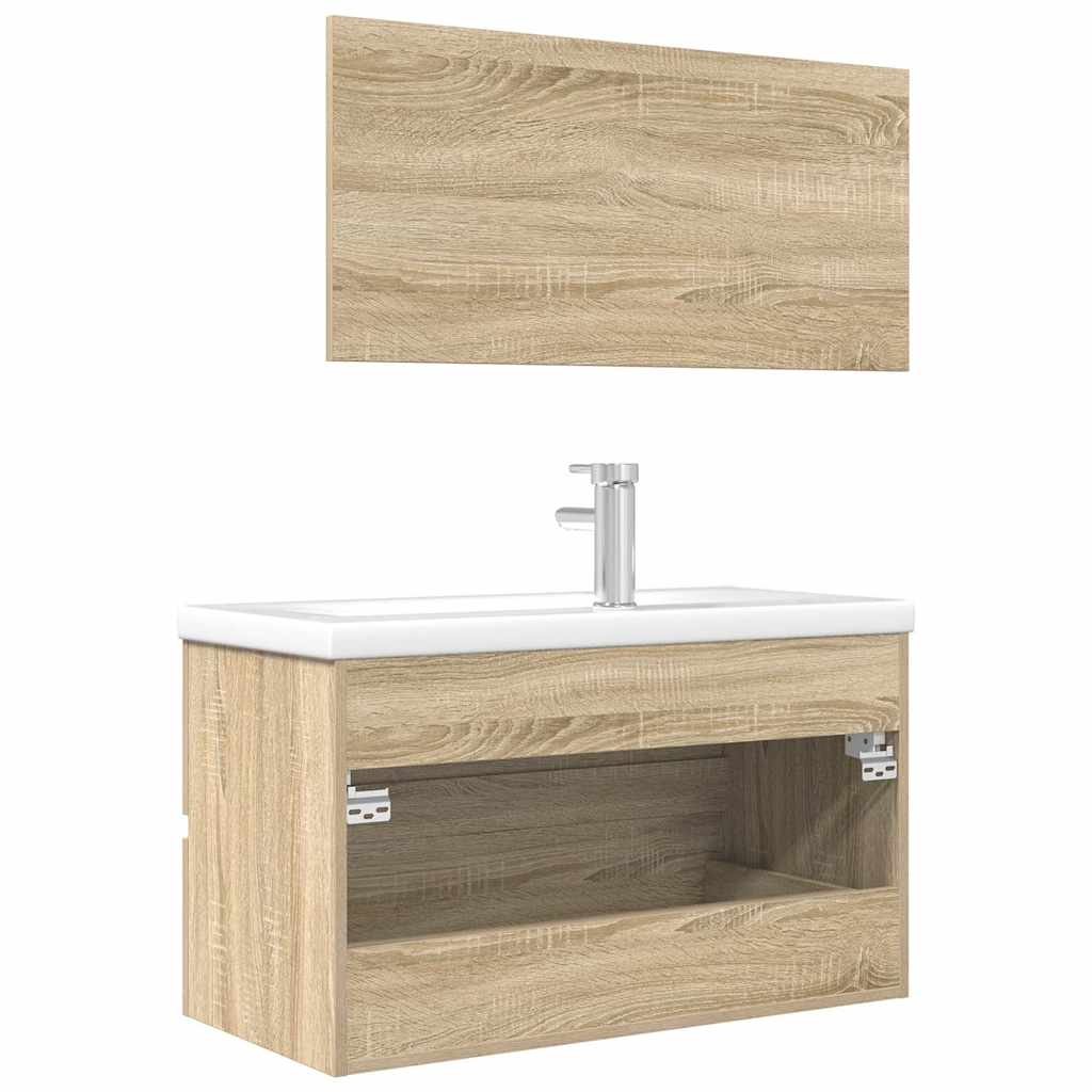 vidaXL 3 Piece Bathroom Furniture Set Sonoma Oak Engineered Wood