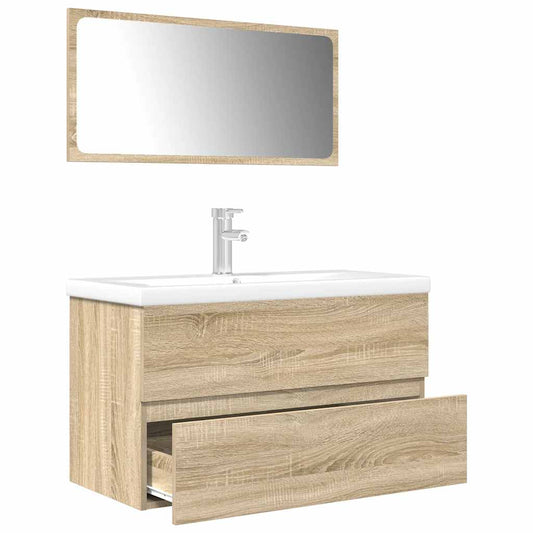 vidaXL 3 Piece Bathroom Furniture Set Sonoma Oak Engineered Wood