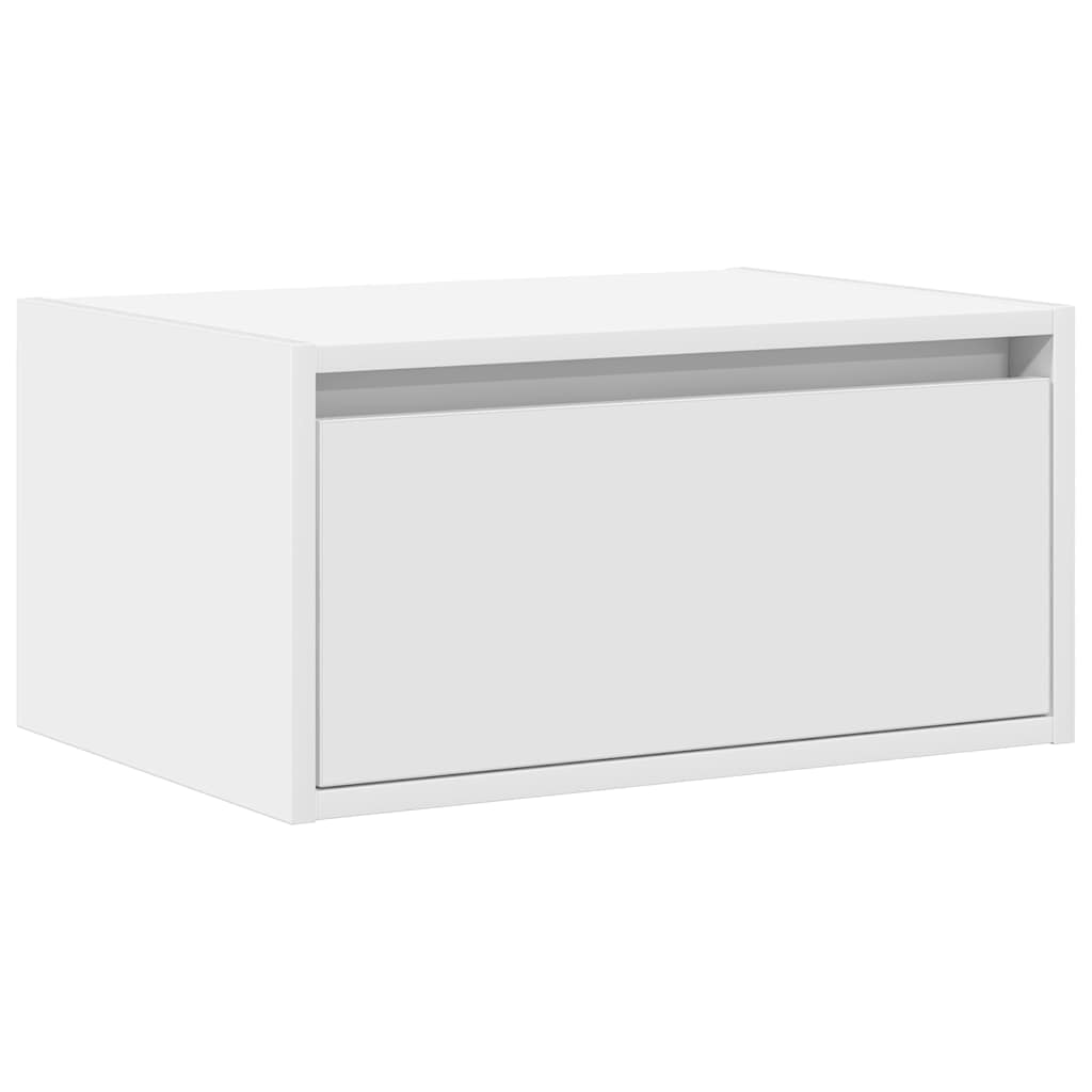 vidaXL Wall-mounted Bedside Cabinet with LED Lights White