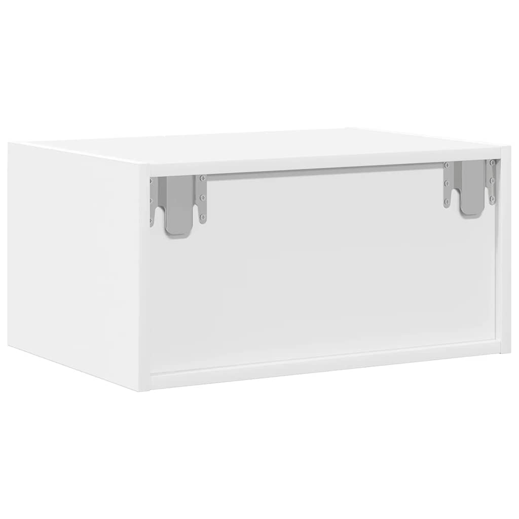 vidaXL Wall-mounted Bedside Cabinet with LED Lights White