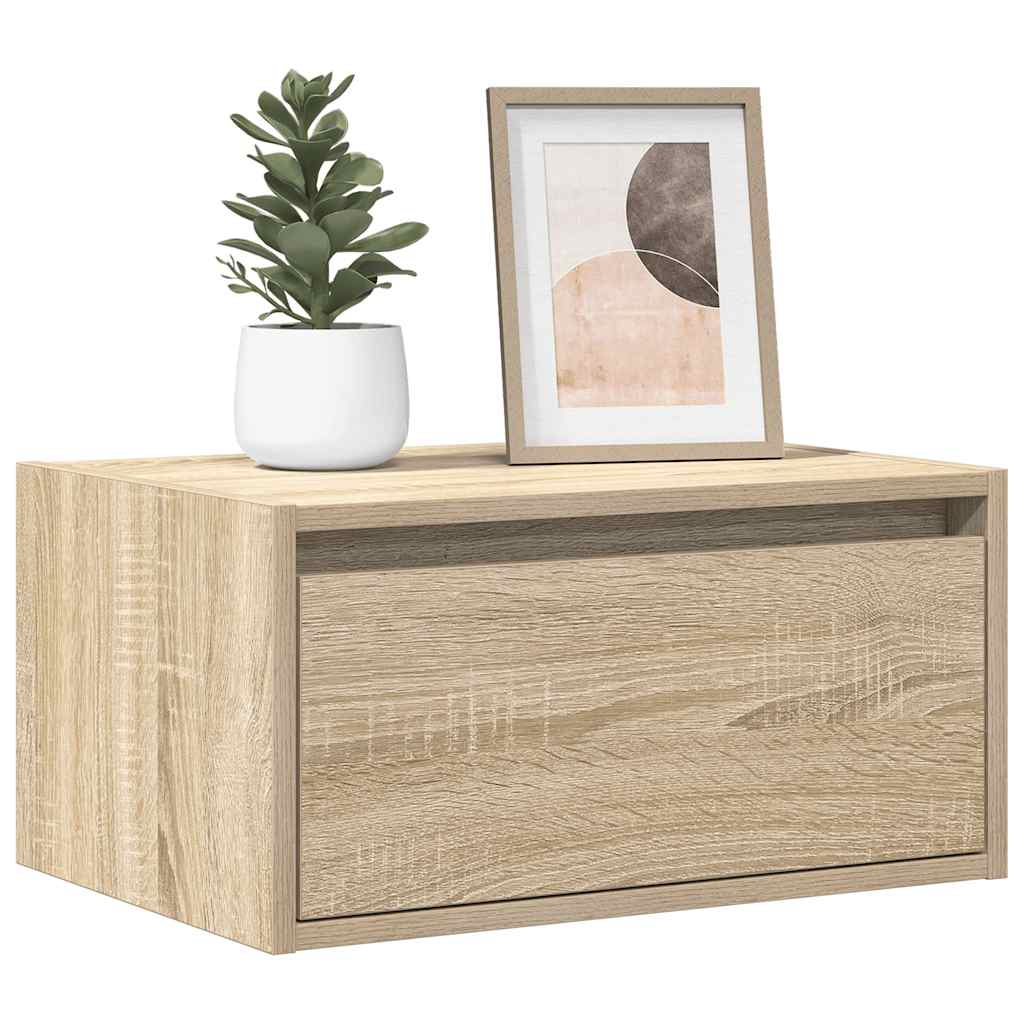 vidaXL Wall-mounted Bedside Cabinets with LED Lights 2 pcs Sonoma Oak