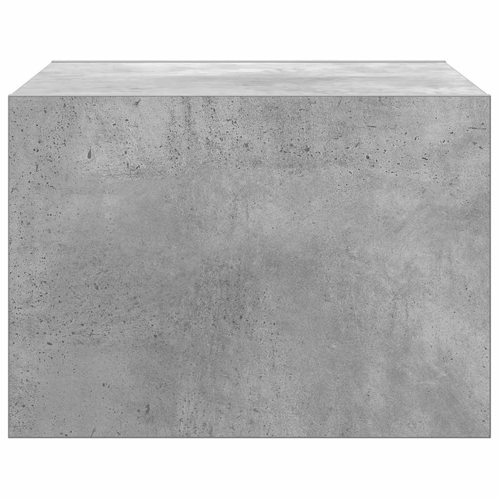 Wall-mounted Bedside Cabinet with LED Lights Concrete Grey