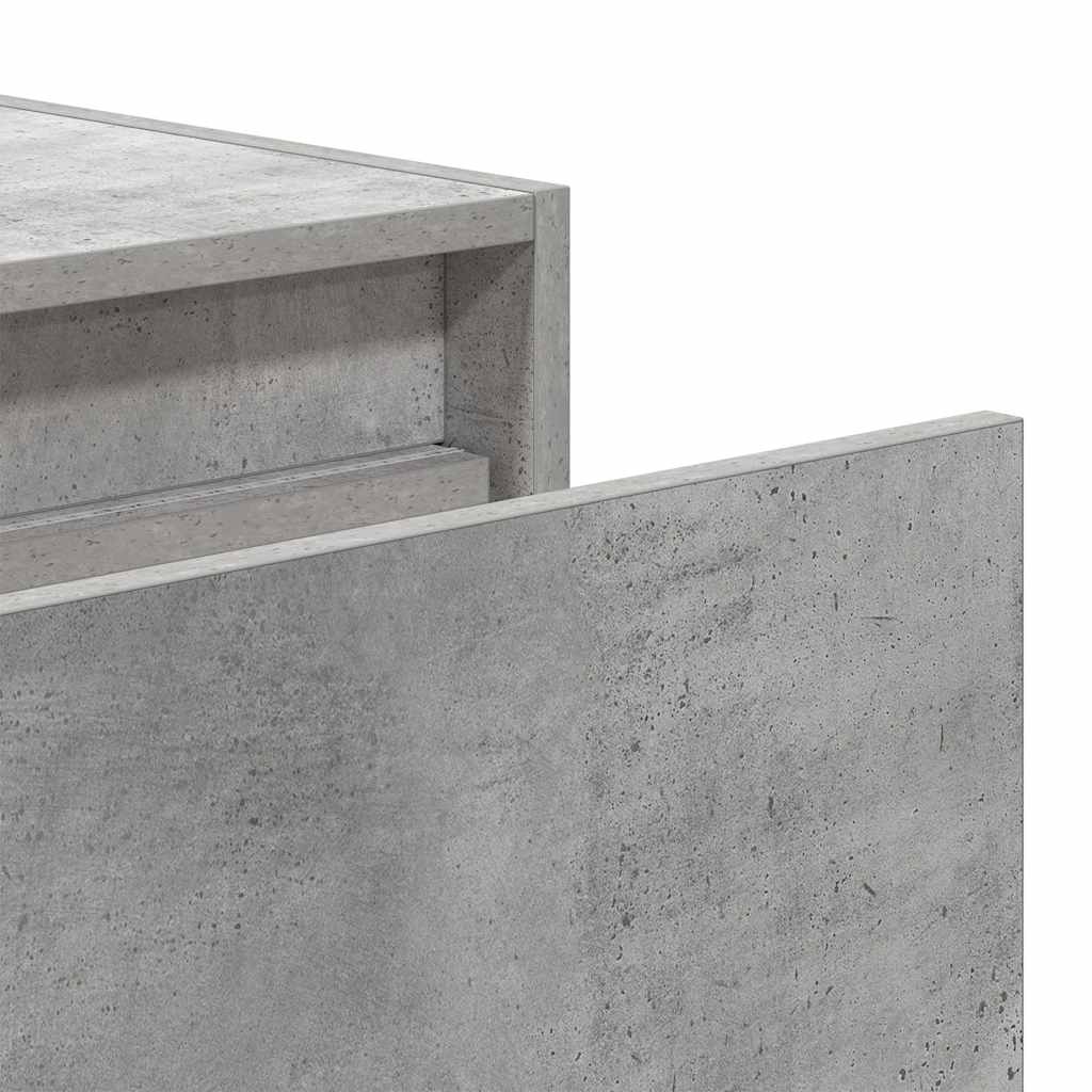 Wall-mounted Bedside Cabinet with LED Lights Concrete Grey