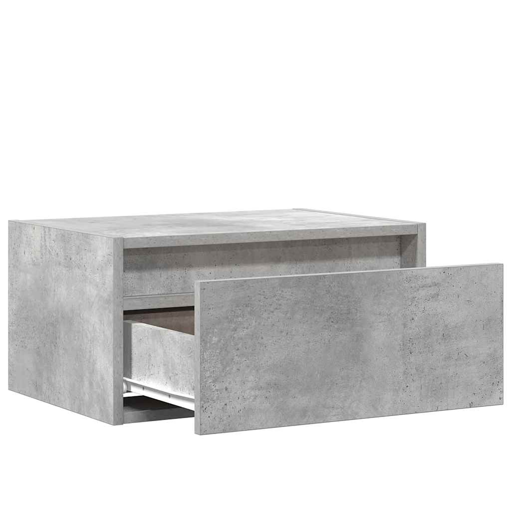 vidaXL Wall-mounted Bedside Cabinets with LED Lights 2 pcs Concrete Grey