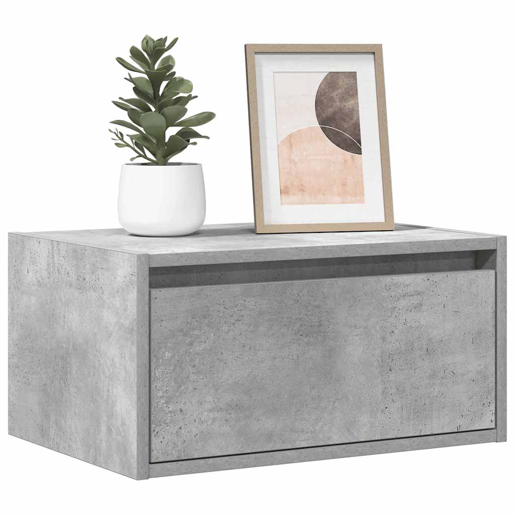 vidaXL Wall-mounted Bedside Cabinets with LED Lights 2 pcs Concrete Grey