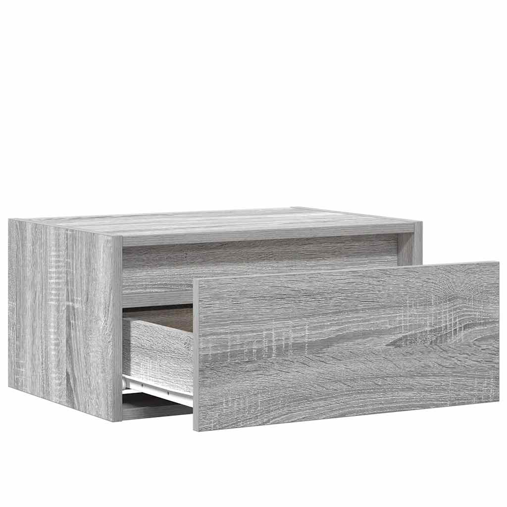 vidaXL Wall-mounted Bedside Cabinets with LED Lights 2 pcs Grey Sonoma