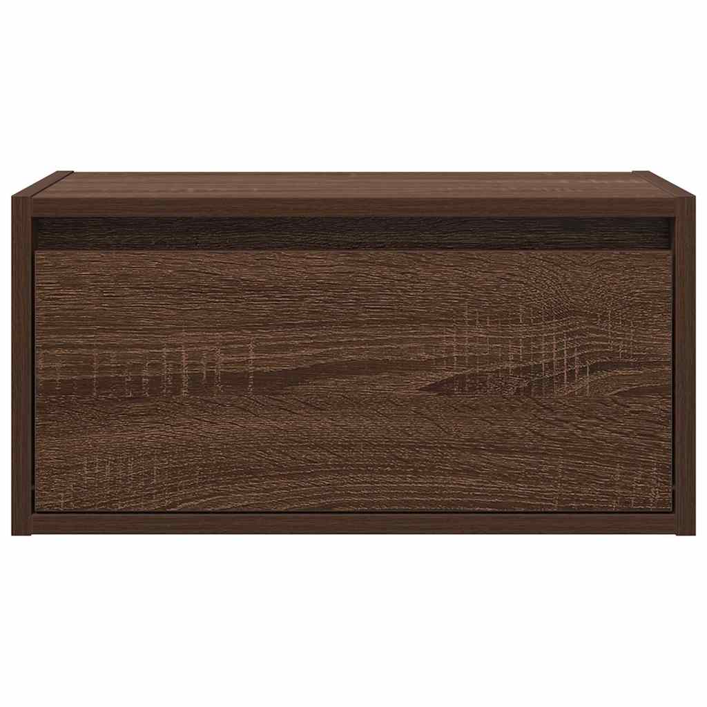 vidaXL Wall-mounted Bedside Cabinets with LED Lights 2 pcs Brown Oak