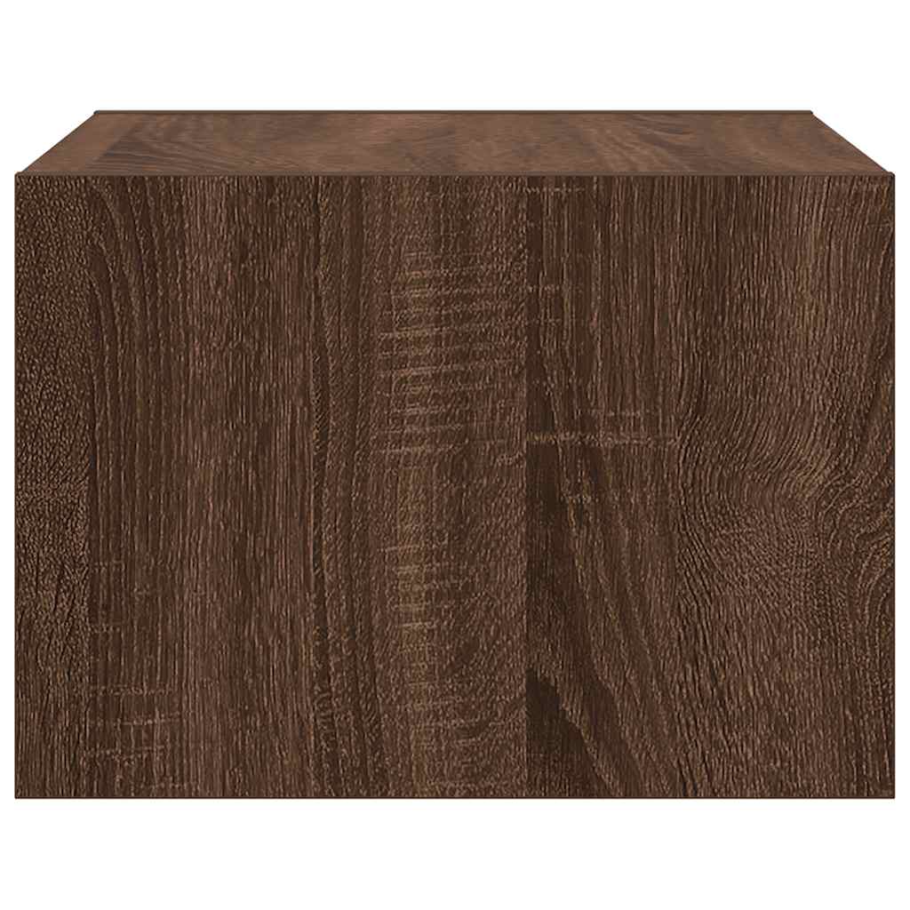 vidaXL Wall-mounted Bedside Cabinets with LED Lights 2 pcs Brown Oak