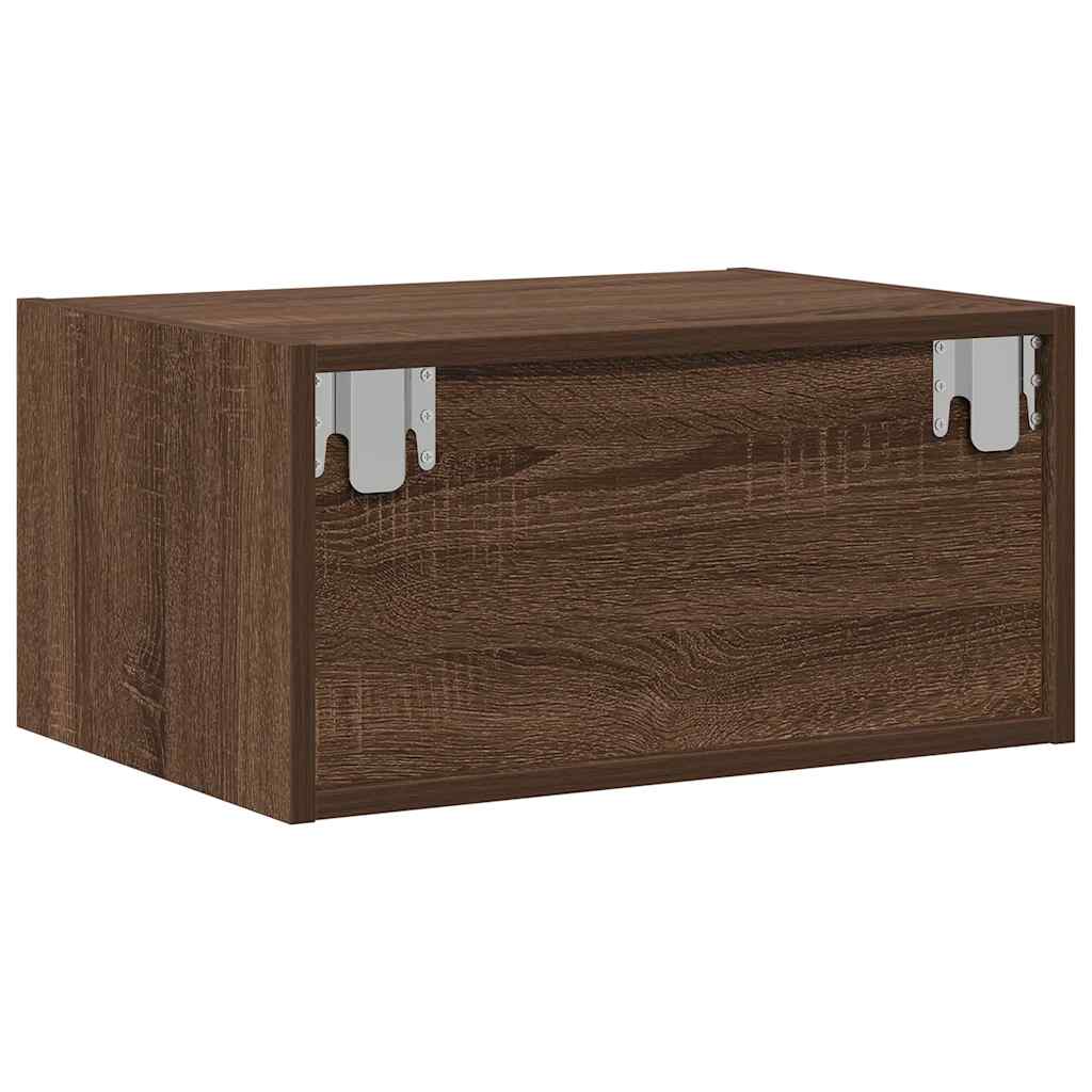 vidaXL Wall-mounted Bedside Cabinets with LED Lights 2 pcs Brown Oak