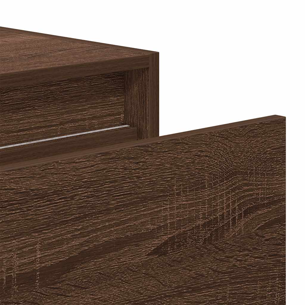 vidaXL Wall-mounted Bedside Cabinets with LED Lights 2 pcs Brown Oak