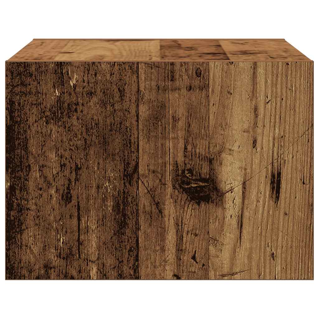 Wall-mounted Bedside Cabinet with LED Lights Old Wood