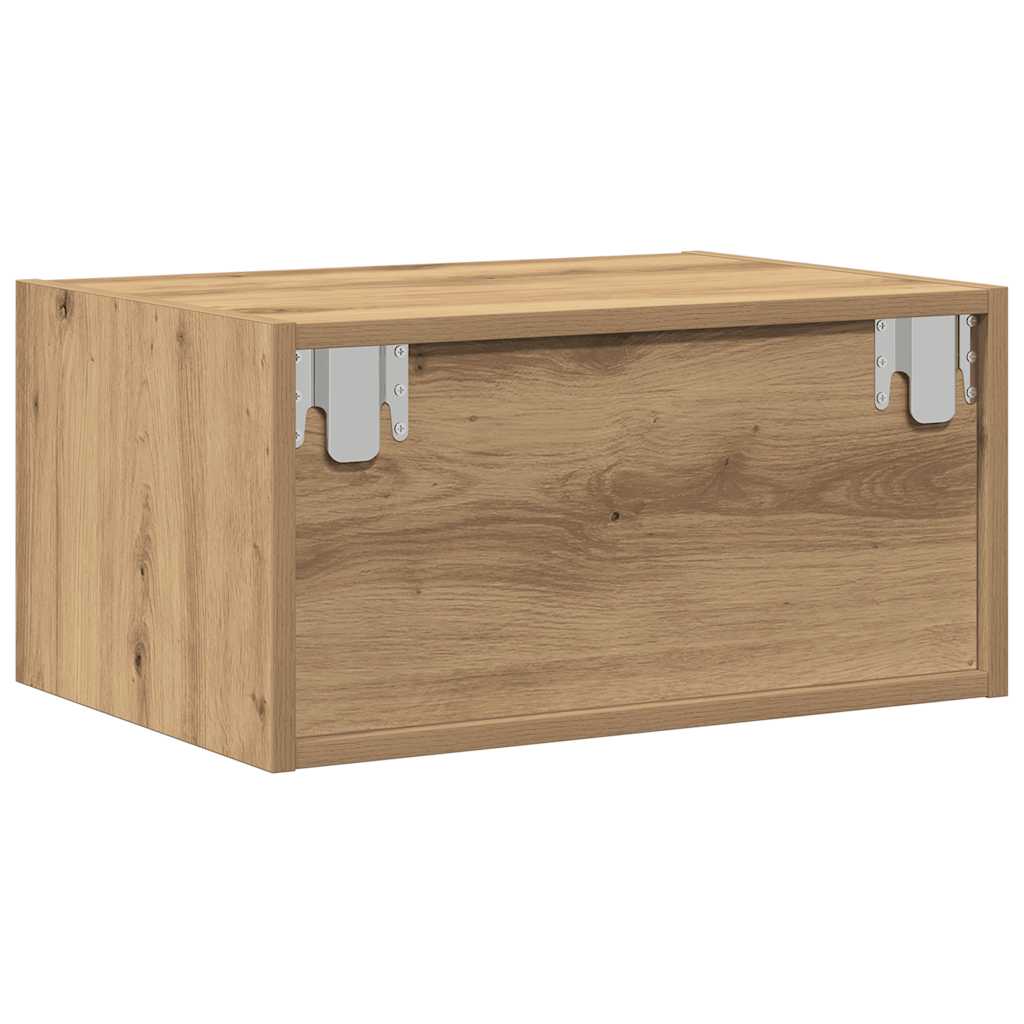 vidaXL Wall-mounted Bedside Cabinets with LED Lights 2 pcs Artisan Oak