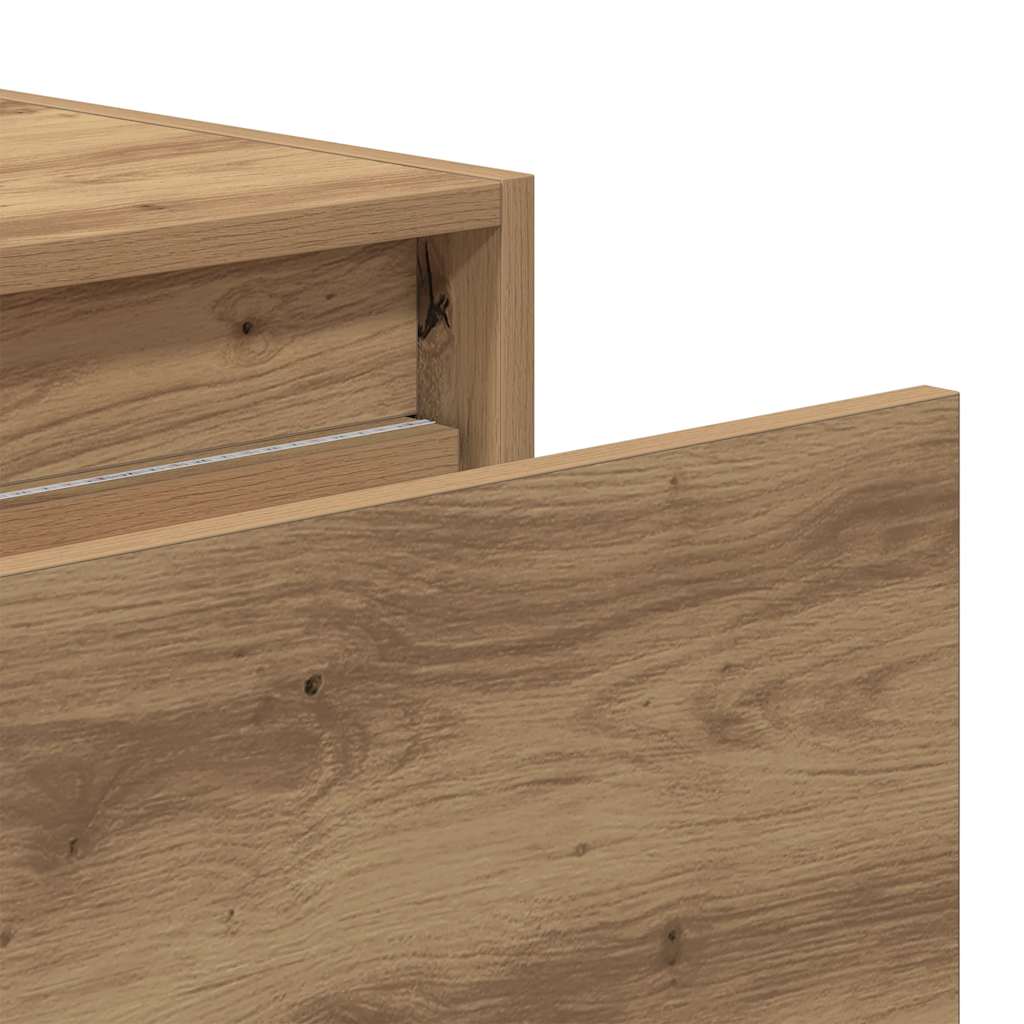 vidaXL Wall-mounted Bedside Cabinets with LED Lights 2 pcs Artisan Oak