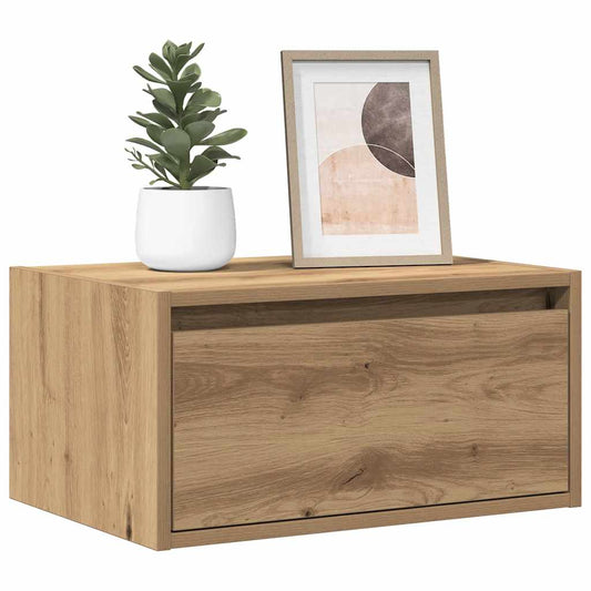 vidaXL Wall-mounted Bedside Cabinets with LED Lights 2 pcs Artisan Oak