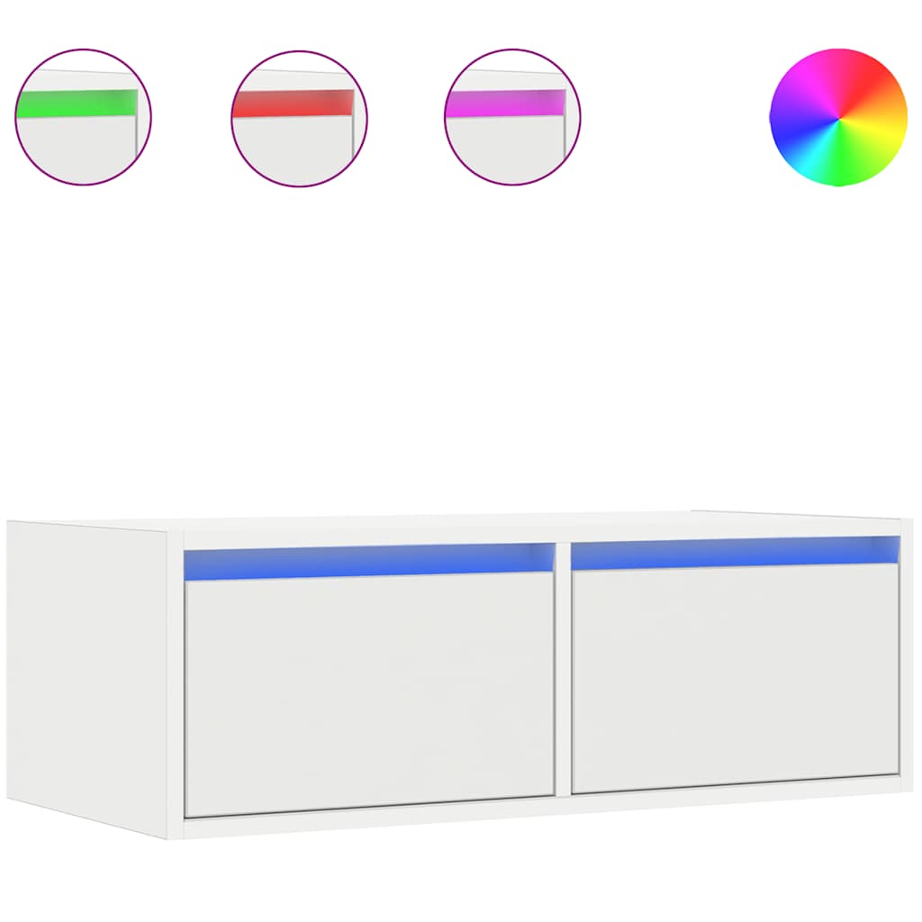 TV Cabinet with LED Lights White 75x35,5x25 cm