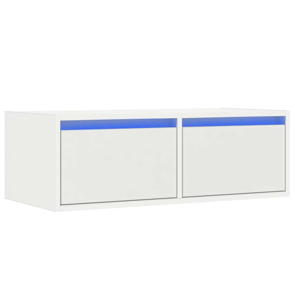 vidaXL TV Cabinet with LED Lights White 75x35.5x25 cm