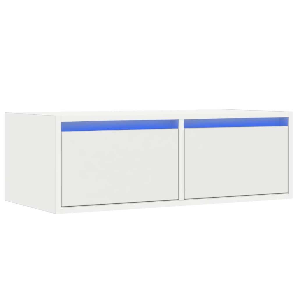 TV Cabinet with LED Lights White 75x35,5x25 cm