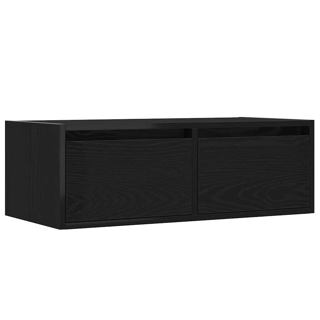 vidaXL TV Cabinet with LED Lights Black Oak 75x35.5x25 cm