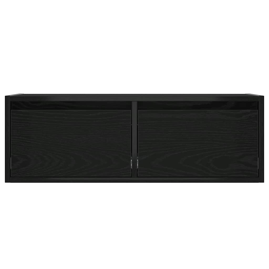 vidaXL TV Cabinet with LED Lights Black Oak 75x35.5x25 cm