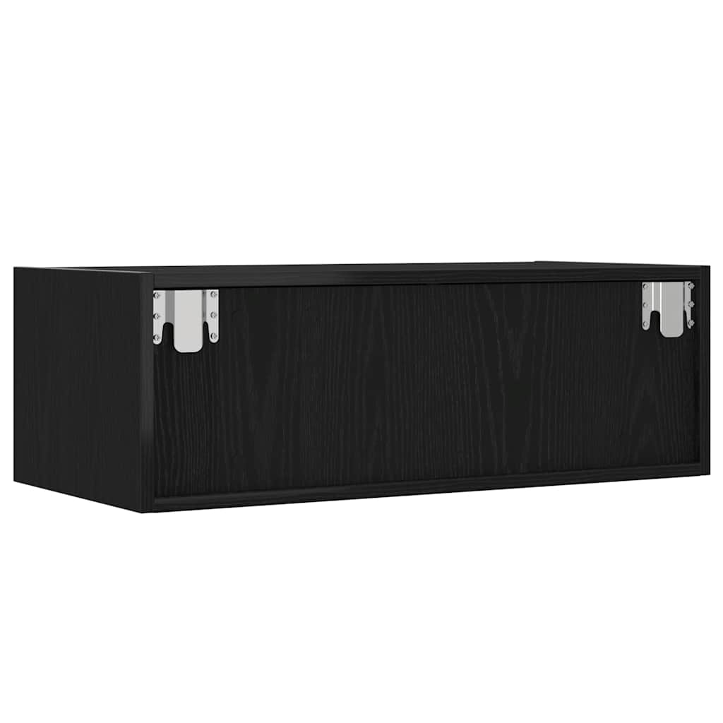 vidaXL TV Cabinet with LED Lights Black Oak 75x35.5x25 cm