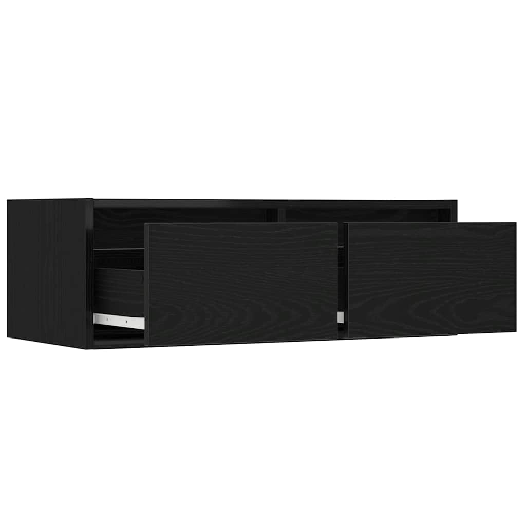 vidaXL TV Cabinet with LED Lights Black Oak 75x35.5x25 cm