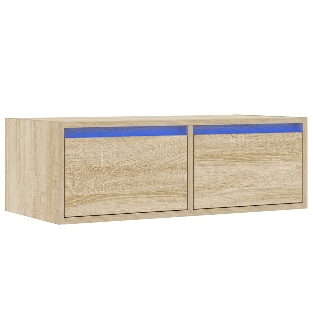 vidaXL TV Cabinet with LED Lights Sonoma Oak 75x35.5x25 cm