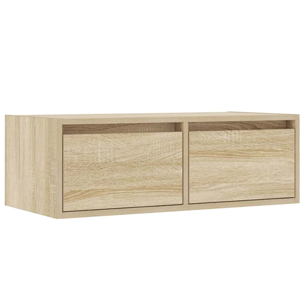 vidaXL TV Cabinet with LED Lights Sonoma Oak 75x35.5x25 cm