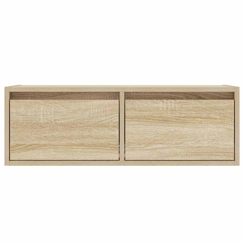 vidaXL TV Cabinet with LED Lights Sonoma Oak 75x35.5x25 cm