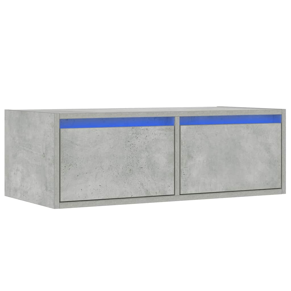 TV Cabinet with LED Lights Concrete Grey 75x35,5x25 cm