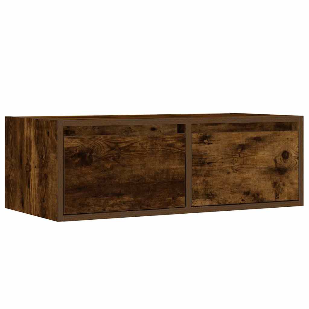 vidaXL TV Cabinet with LED Lights Smoked Oak 75x35.5x25 cm