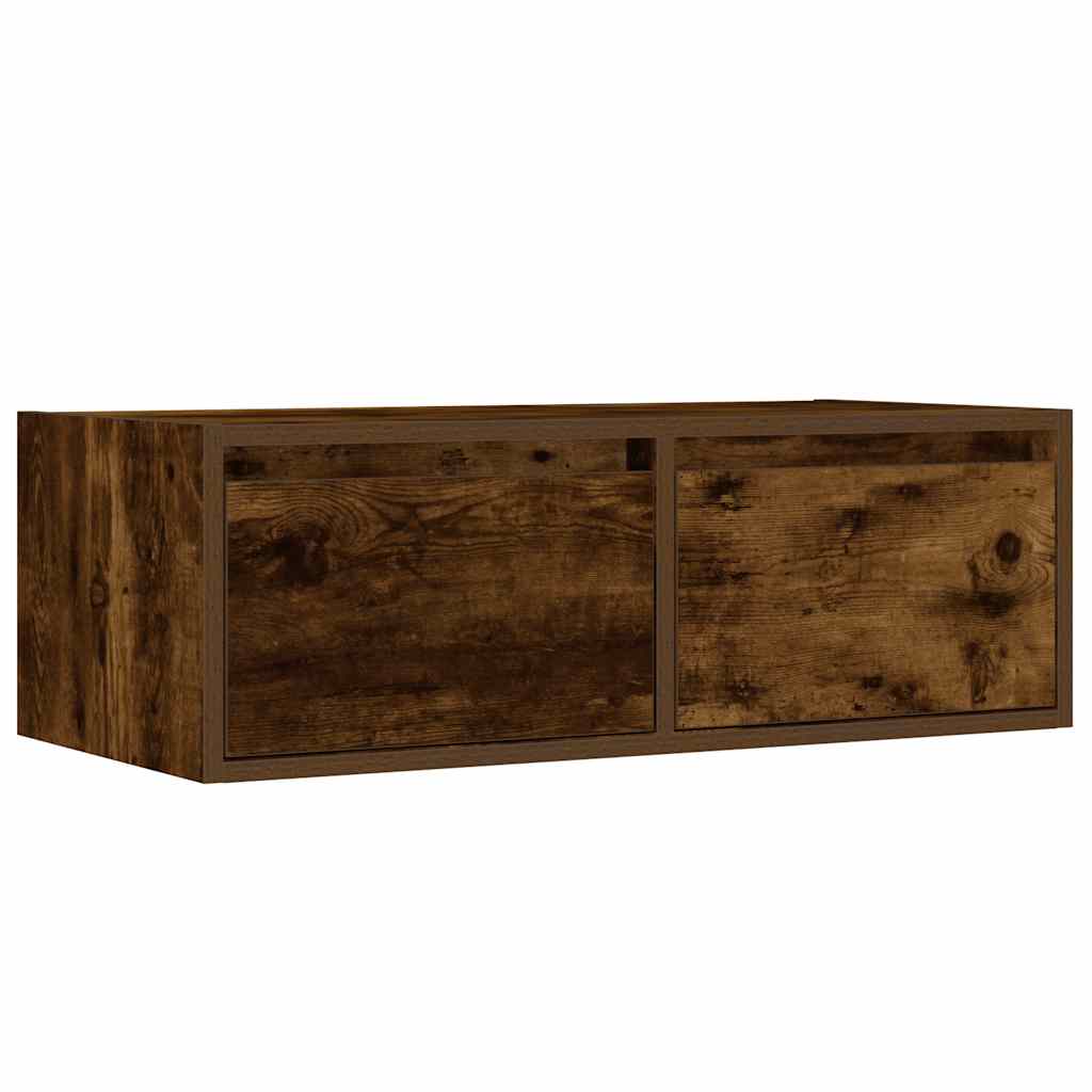 TV Cabinet with LED Lights Smoked Oak 75x35,5x25 cm