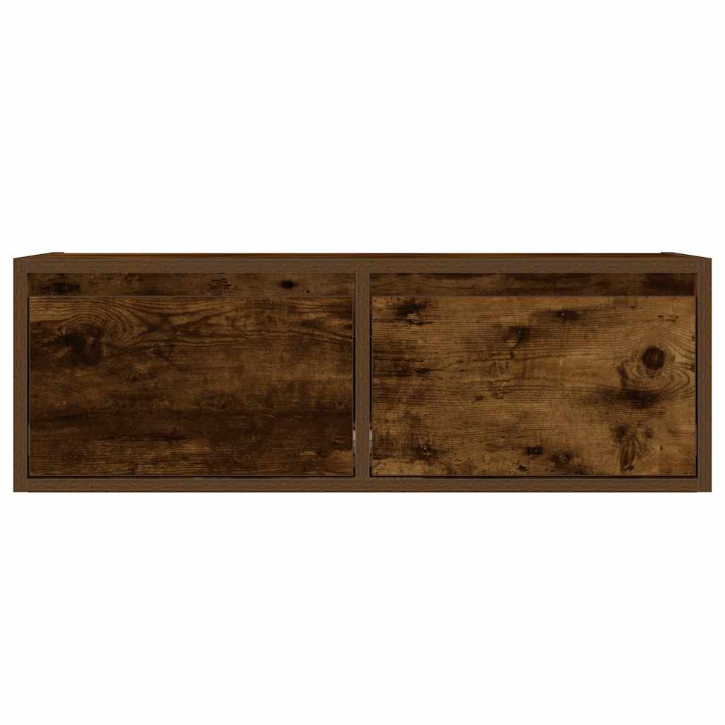 vidaXL TV Cabinet with LED Lights Smoked Oak 75x35.5x25 cm