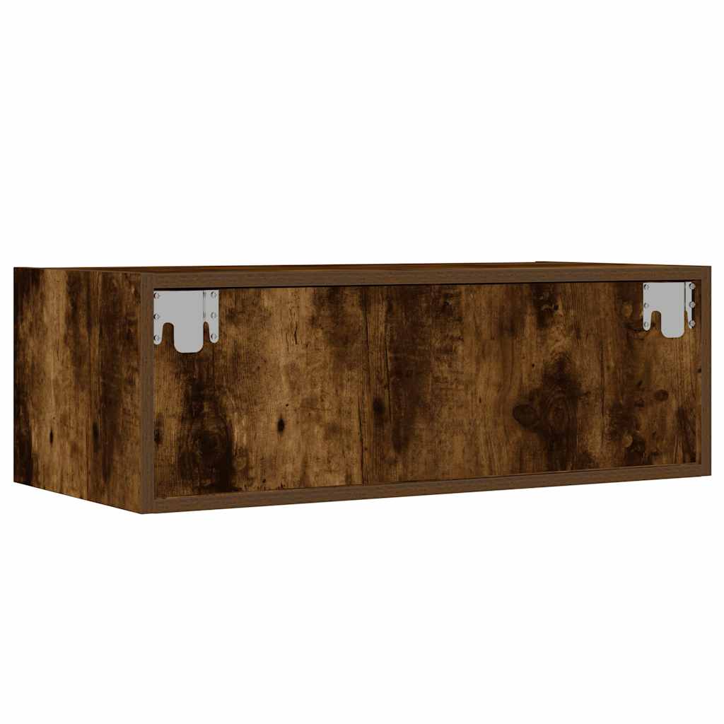 vidaXL TV Cabinet with LED Lights Smoked Oak 75x35.5x25 cm