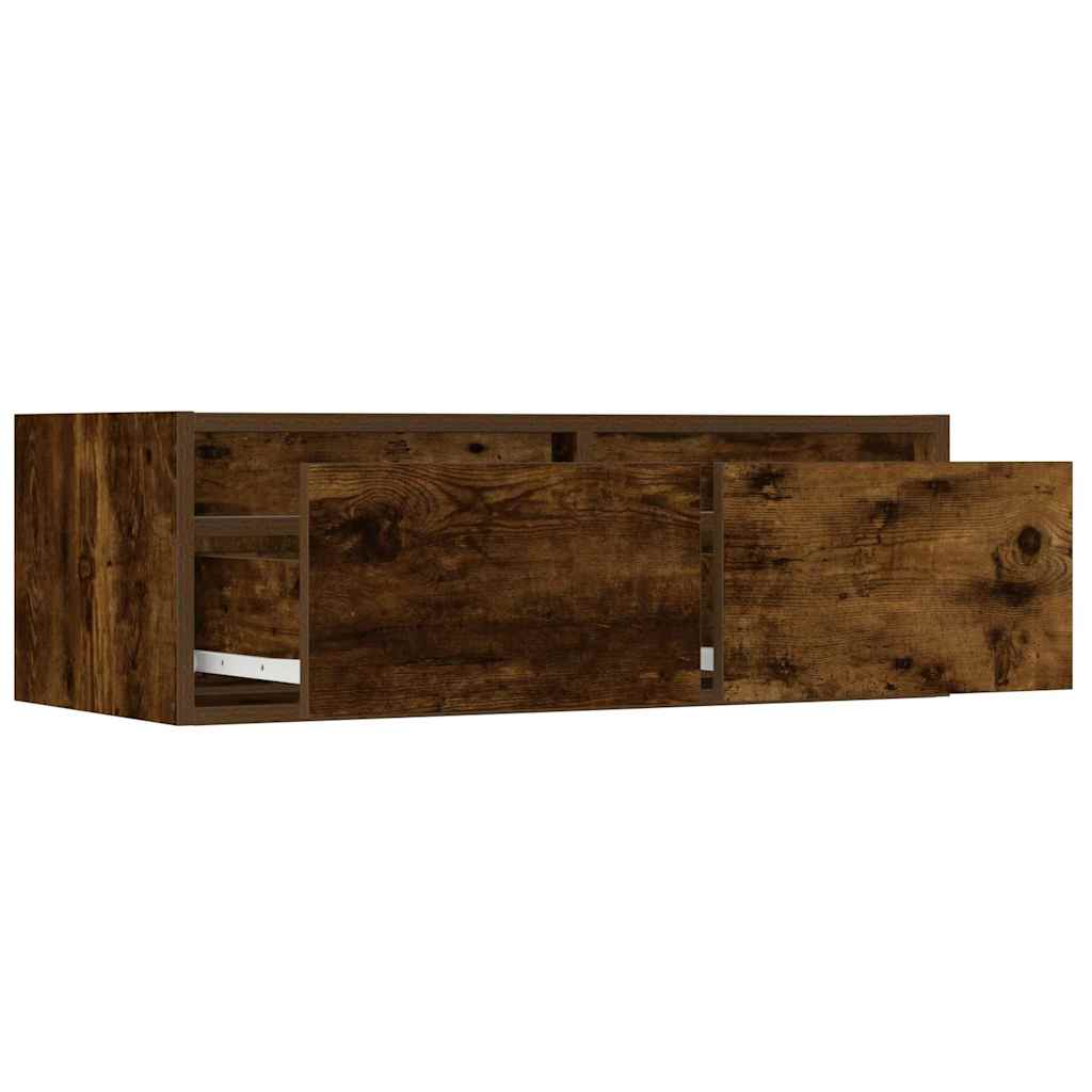 vidaXL TV Cabinet with LED Lights Smoked Oak 75x35.5x25 cm