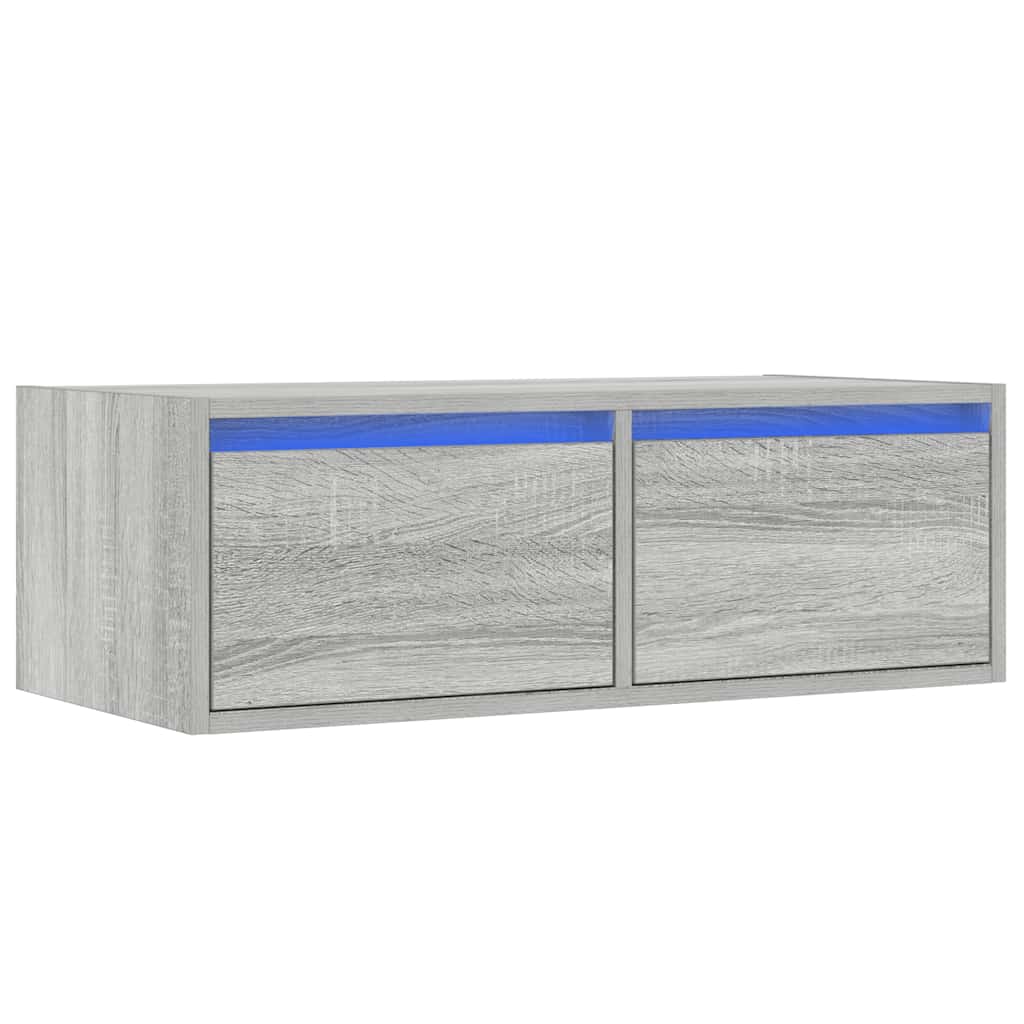 TV Cabinet with LED Lights Grey Sonoma 75x35,5x25 cm