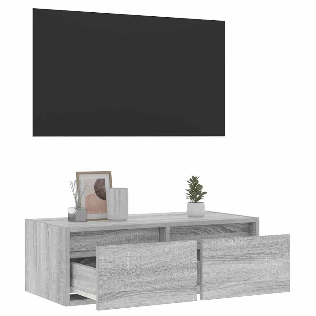 TV Cabinet with LED Lights Grey Sonoma 75x35,5x25 cm