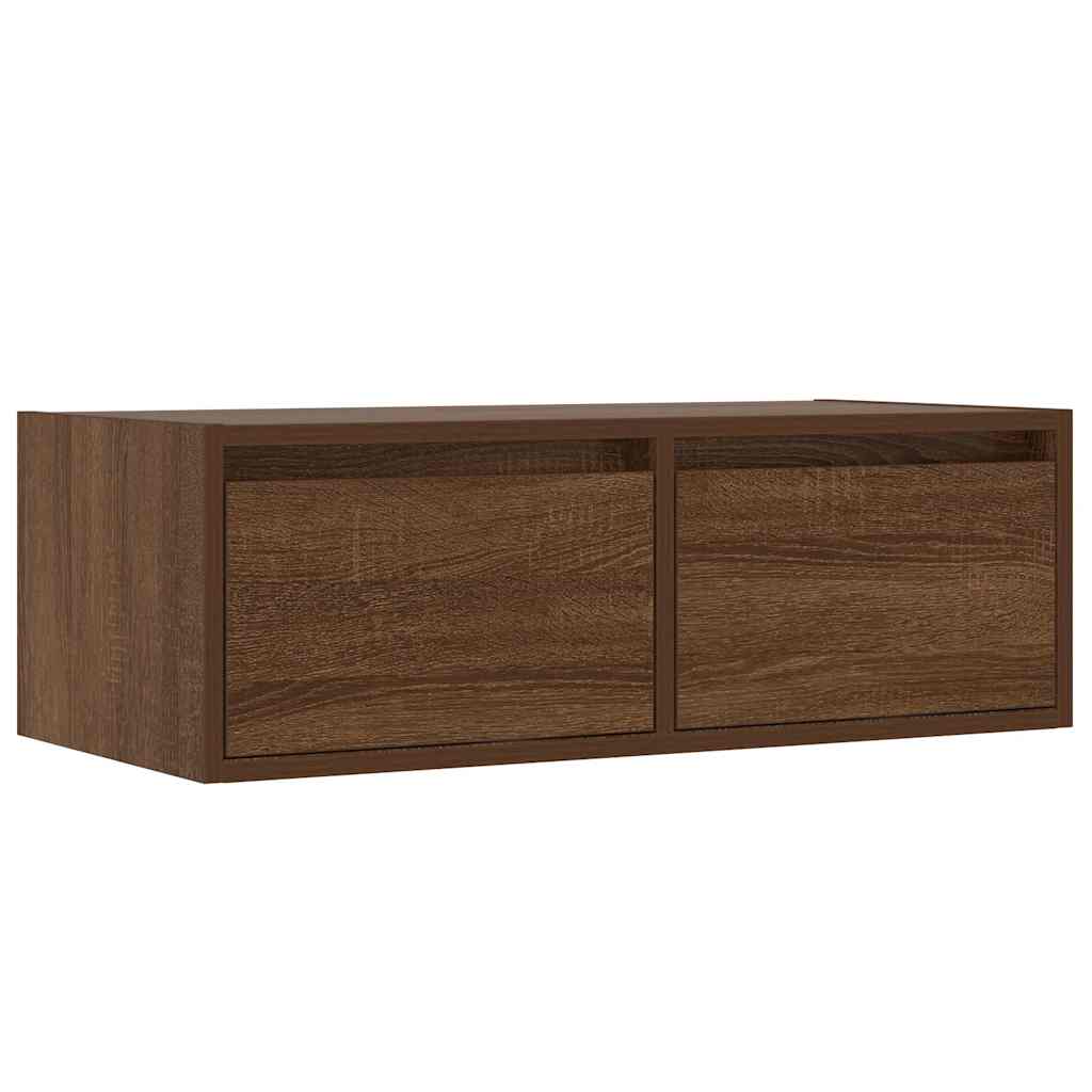 vidaXL TV Cabinet with LED Lights Brown Oak 75x35.5x25 cm